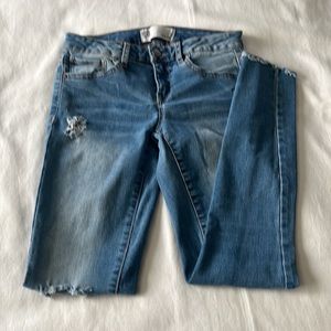 RSQ Jeans-Baja Ankle-Distressed-Stretchy-Frayed Ankle Hem-Size 0